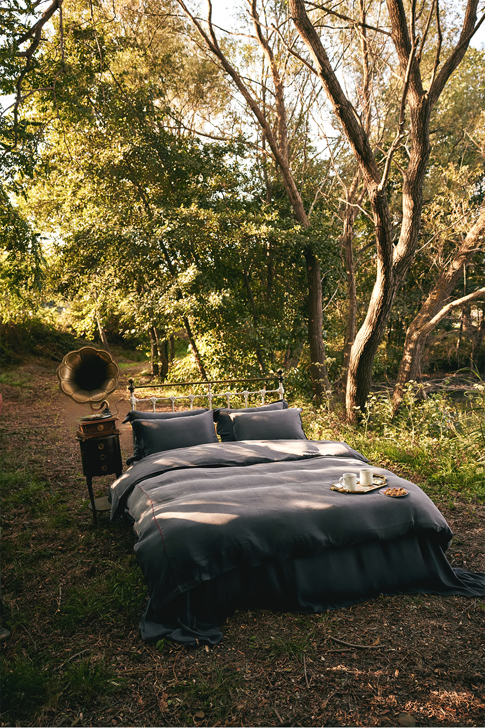 Luna Ecru Burgundy Bedding Set